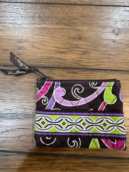 Vera Bradley Handbags - Vera Bradley Quilted Small Zip Coin Pouch in Purple, Green & Brown